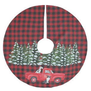 Pset Red Black Truck Farmhouse Dogs Kerstboom Rok
