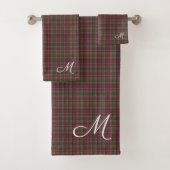 Pset Red Green Tartan Monogram Bad Handdoek (Insitu)