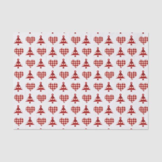 Pset Red Kerstbomen en Hearts Pattern Tissuepapier (Voorkant)