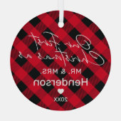 Pset Red Mr & Mrs First Kerstmis Glas Ornament (Achterkant)