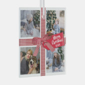Pset Ribbon en Bow 4-fotocollage kerstmis Glas Ornament (Voorkant Rechts)