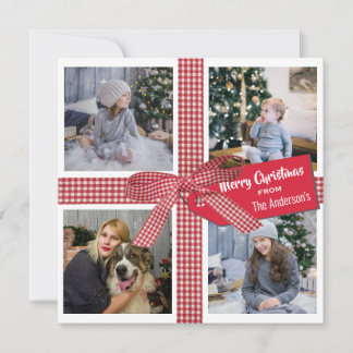 Pset Ribbon en Bow 4 Photo Collage Kerstmis Hol Feestdagenkaart