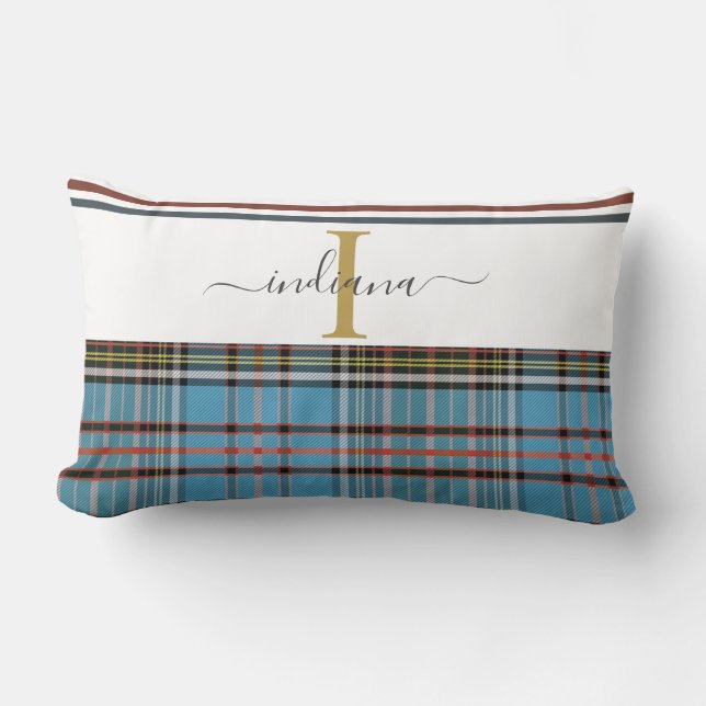 Pset Rustic Monogram Script Clan Anderson Tartan Kussen (Voorkant)