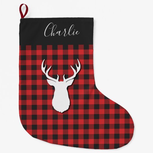 Pset Rustic Script Kerstmis Deer Antlers Grote Kerstsok (Voorkant)