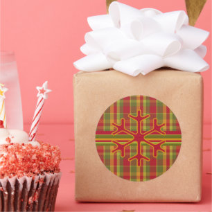 Pset & Stripes Snowflake Sticker Red Green Tan