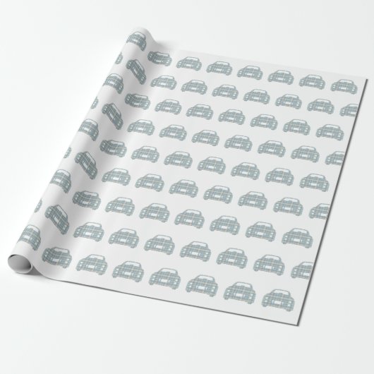 Pset Tartan Figaro Car Pattern Wrapping Paper Cadeaupapier (Uitgerold)