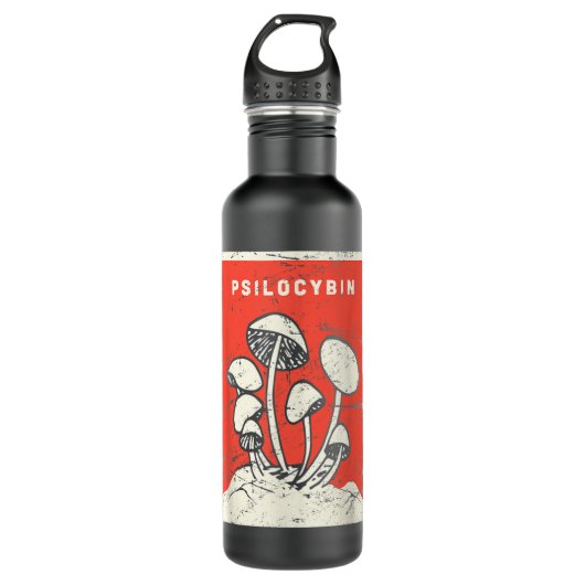 Psilocybin Retro Psychedelic Magic Mushrooms Waterfles (Voorkant)