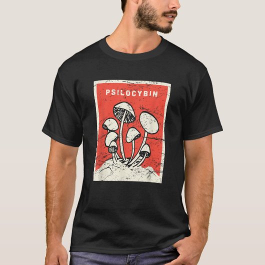 Psilocybine T-Shirt Retro Psychedelische Magische (Voorkant)