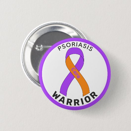 Psoriasis Warrior Ribbon White Button (Voorkant /achterkant)