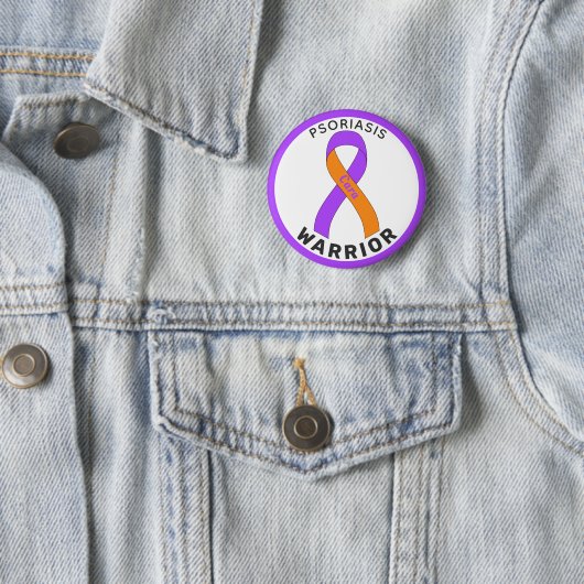 Psoriasis Warrior Ribbon White Button (In situ)