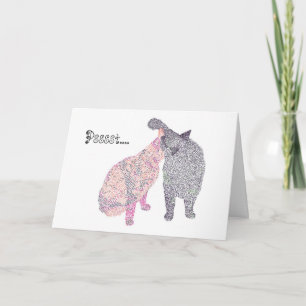 Psssst....Ik hou van je, met een kattenkus. Kaart