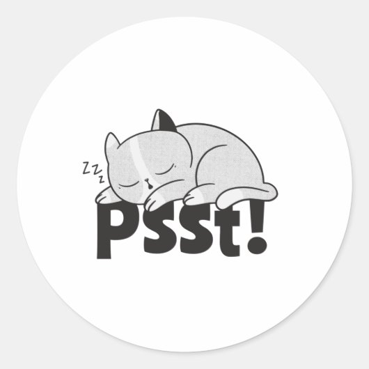 Psst Lazy slaapt Ronde Sticker (Voorkant)