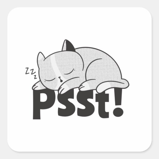Psst Lazy slaapt Vierkante Sticker (Voorkant)