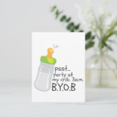 PSST Party in mijn Wieg. 03.00 uur BYOB Uitnodiging Briefkaart (Staand voorkant)