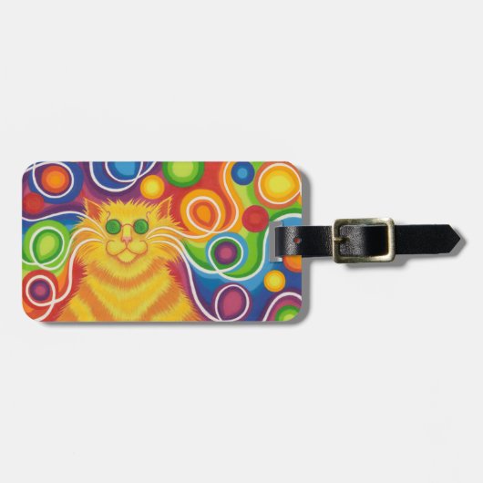 Psy-cat-delic bagagelabel 2 zijkanten (Voorkant horizontaal)