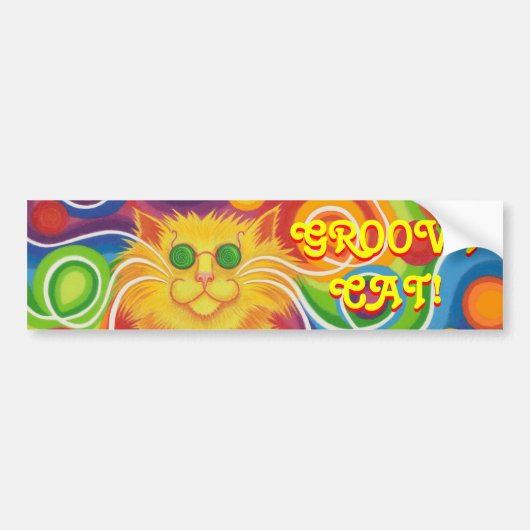 Psy-cat-delic 'Groovy Cat'-bumpersticker Bumpersticker (Voorkant)