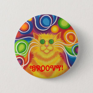 Psy-cat-delic 'Groovy'! knoopbadge Ronde Button 5,7 Cm