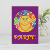 Psy-cat-delic invitation "Party" violet (Debout devant)