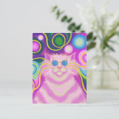 Psy-cat-delic Pink briefkaart verticaal (Staand voorkant)