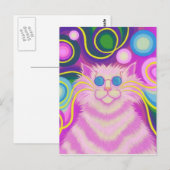 Psy-cat-delic Pink briefkaart verticaal (Voorkant / Achterkant)