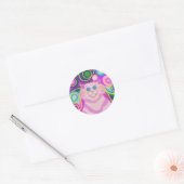 Psy-cat-delic Pink rond autocollant (Enveloppe)