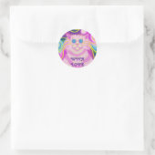 Psy-cat-delic Pink 'With Love' autocollant rond (Sac)
