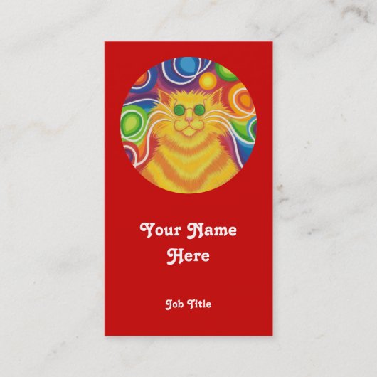 Psy-cat-delic "rond" carte de visite portrait roug (Devant)