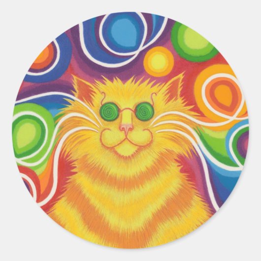 Psy-cat-delic round sticker (Voorkant)