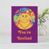 Psy-cat-delic 'Vous êtes invité' invitation violet (Debout devant)