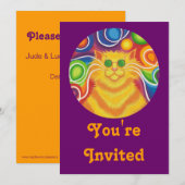 Psy-cat-delic 'Vous êtes invité' invitation violet (Devant / Derrière)
