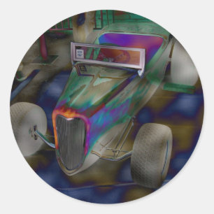 Psychadelic Antiek raceauto Ronde Sticker