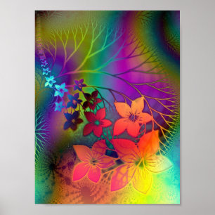 Psychadelische Floral Poster