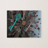 Psychadelische steampunk toetsen, stralen, donkere legpuzzel (Horizontaal)