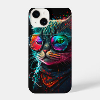 Psychaselic kat met bandana en zonnebril iPhone iPhone 14 Hoesje