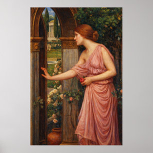 Psyche die Cupido's tuin betreedt van Waterhouse Poster