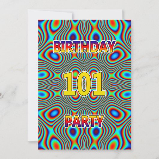 Psychedelic 101st Birthday party Invitation Kaart (Voorkant)