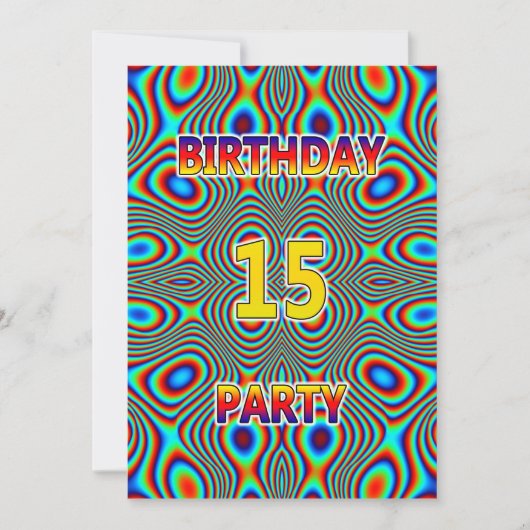 Psychedelic 14th Birthday party Invitation Kaart (Voorkant)