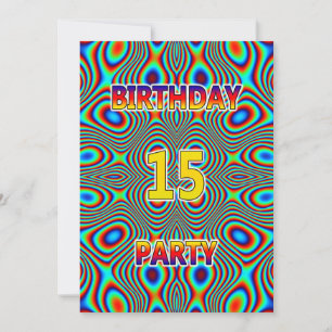 Psychedelic 14th Birthday party Invitation Kaart