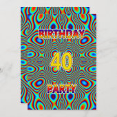 Psychedelic 40th Birthday party Invitation Kaart (Voorkant / Achterkant)
