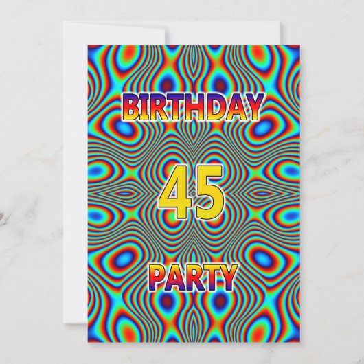 Psychedelic 45th Birthday party Invitation Kaart (Voorkant)