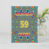 Psychedelic 59th Birthday party Invitation Kaart (Staand voorkant)