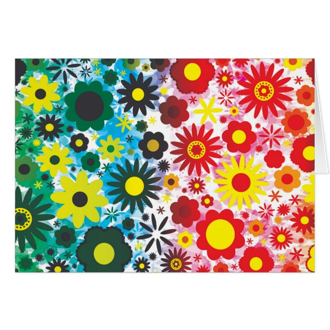 Psychedelic 60s Red Green Flowers Pattern (Voorkant Horizontaal)