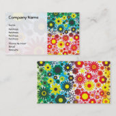 Psychedelic 60s Red Green Flowers Pattern Visitekaartje (Voorkant / Achterkant)