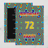 Psychedelic 72nd Birthday party Invitation Kaart (Voorkant / Achterkant)