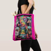 Psychedelic 90s Style All Over Print Tote Bag (De près)