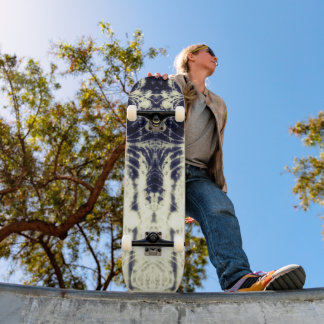 psychedelic abstract art black and white skateboard