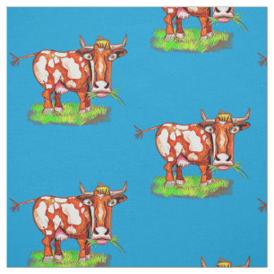 Psychedelic Abstract Cartoon Colorful Funny Cow Stof