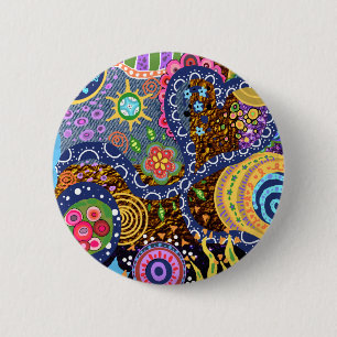 Psychedelic abstract patroon ronde button 5,7 cm