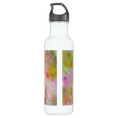 Psychedelic abstract weelderig groen & roze waterfles  (Achterkant)