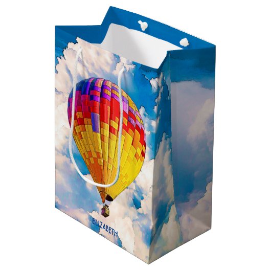 Psychedelic Abstracte Flying Hot Air ballon Medium Cadeauzakje (Voorkant Gekanteld)